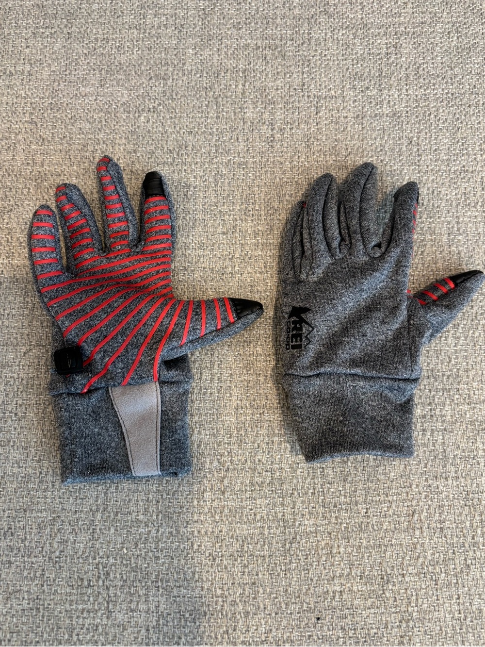 REI Co-op Grey & Red Touchscreen Gloves